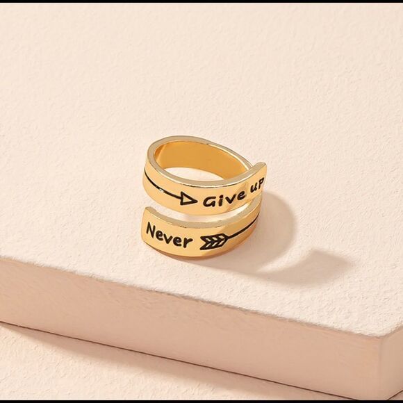 Everything 5/$10 Going out of business sale!! NEW “Never Give Up” Ring - Picture 3 of 4